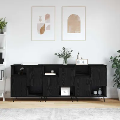 Image de vidaXL, meuble de rangement avec 3 tiroirs, imitation chêne noir, 60 x 35 x 70 cm
