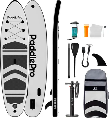 Produktbild von LifeGoods PaddlePro SUP Board - Aufblasbares Paddle Board - Komplettes Set - Max. 150 KG - 320x81 cm - Weiß/Schwarz