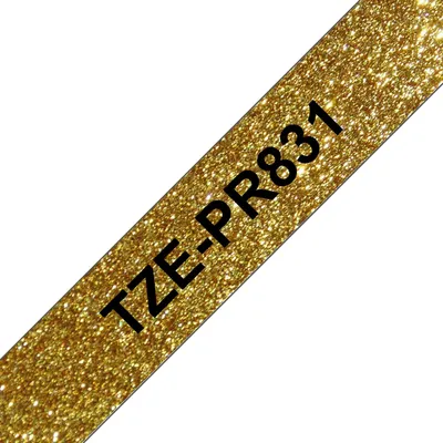 Produktbild von Brother TZE-PR831, Schwarz auf gold, TZe, Schwarz, Wärmeübertragung, China, 5 Jahr(e)