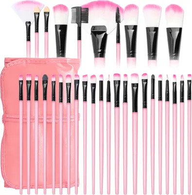Produktbild von Evvie® Professionelle Make-up-Pinsel im Luxus-Etui - Pinselset - Rosa - 32 Stücke