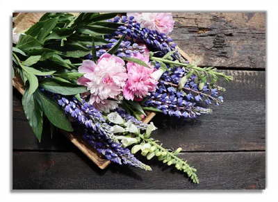 Produktbild von Wallario Premium Glasbild, freischwebende Optik, kräftige Farben, Größe 100 x 70 cm Motiv Stillleben mit Frühlingsblumen