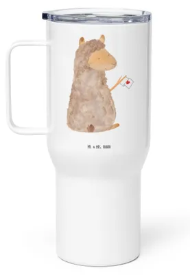 Produktbild von Mr. & Mrs. Panda thermosbecher Alpaka Fahne - Weiß - Geschenk, Lamas, Liebe, Alpakas, Mehrwegbecher, Lama, getränkebecher, Thermobecher, Thermos-Becher