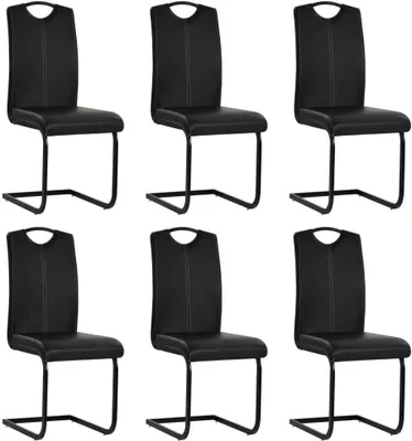 Produktbild von vidaXL Freischwinger 6 Stk. Schwarz Kunstleder