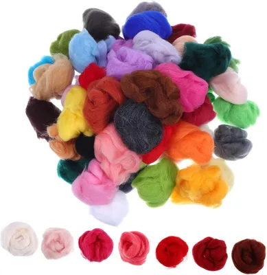 Produktbild von Filzwolle in verschiedenen Farben, weiche Nadelfilzwolle zum Selbermachen und Trockenfilzen für Filzarbeiten, Geschenkherstellung und Anfänger, vielseitiges Filzwollmaterial