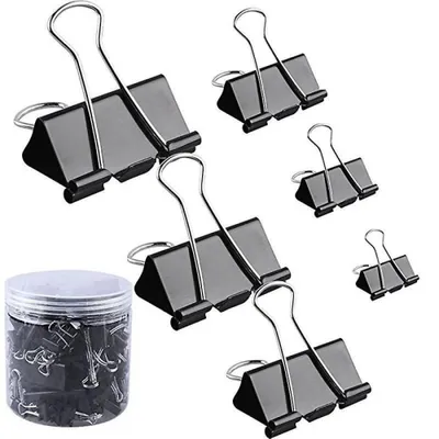 Obrázek produktu pro 120 kusů kancelářských sponek, různé velikosti (černé)