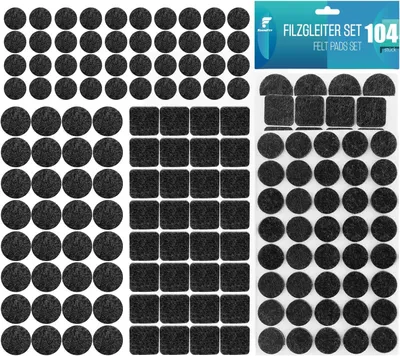 Imagen del producto de Almohadillas de fieltro, color , 5 mm de grosor, 104 unidades, para patas de sillas y mesas