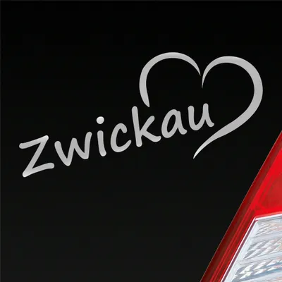 Produktbild von Auto Aufkleber Zwickau Herz Stadt City Liebe Love Heimat 19x8 cm Silber Sticker Heckscheibenaufkleber