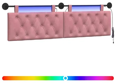 Produktbild von vidaXL Hängendes Kopfteil Mit LED Licht Rosa Samt
