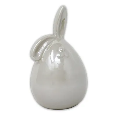 Obrázok produktu pre Porcelánový zajačik krémovo biely lesklý veľkonočná dekorácia Veľká noc 6x6x12cm