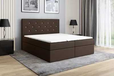 Produktbild von Boxspringbett MONA 180x200 mit 2 Bettkästen, Bonell-Matratze und Topper. Möbel vom Hersteller- Handarbeit!Bett Komplett-Set mit Matratze,Bettkasten & Kopfteil. Stoff SAVANA. Elegantes Bett mit massives Kopfteil.