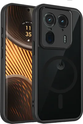 Obrázek produktu pro Magnetické pouzdro pro Motorola Edge 50 Ultra, průsvitné tvrdé PC pouzdro s měkkým TPU rámečkem Černý