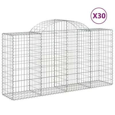 Produktbild von Gabionen mit Hochbogen 30 Stk 200x50x100/120cm Verzinktes Eisen