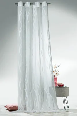 Produktbild von heimtexland ® Ösenschal Vorhang Wave Leinen Weiß Transparent HxB 245x140 Deko Gardine  Typ708