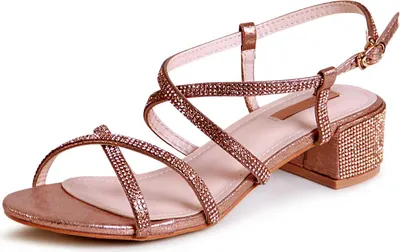Produktbild von topschuhe24 2109 Damen Riemchen Sandaletten Sandalen Glitzer, Farbe:Rose Gold, Größe:38 EU