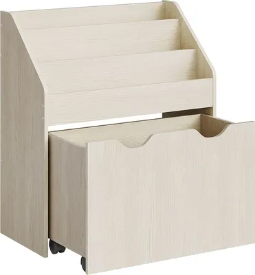 Produktbild von Kinderorganizer mit 3 Platten auf Rädern - Beige - MDF - 29,5 x 62,5 x 70 cm - Mobiler Organizer für Kinderopferlager