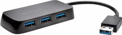 Produktbild von Kensington UH4000 4 Port Hub, USB 3.0 – schwarz, Schwarz, Windows XP or above; macOS 10.6 or above, 1 Stück(e), 75 mm, 90 mm, 18 mm