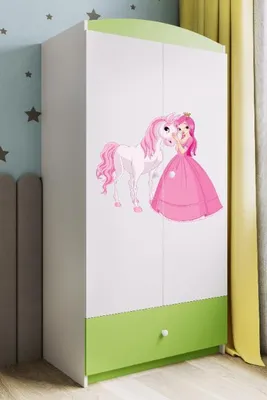 Produktbild von Kinderkleiderschrank Babydreams Drehtürenschrank Kleiderschrank Prinzessin I Grün