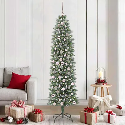Productafbeelding van Maison Exclusive - Kunstkerstboom, slank model, groen en wit, 210 cm
