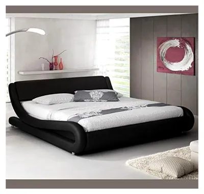 Produktbild von Doppelbett Alessia für Matratze 160x200 cm, mit Lattenrost, Holzstruktur, Kunstlederbezug in Schwarz