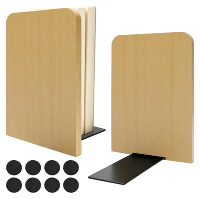Image de Omgoods - Lot de 2 supports de livres en bois pour la maison et le bureau