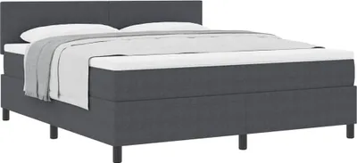Produktbild von Boxspringbett Dunkelgrau und Weiß 180 x 200 cm Cordstoff