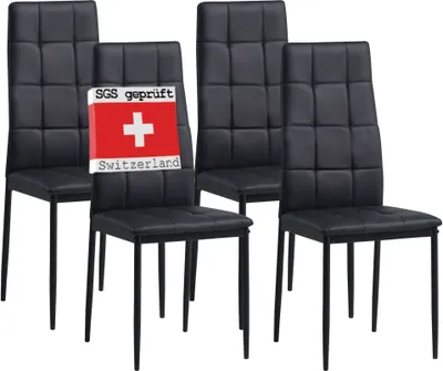 Produktbild von Albatros Esszimmerstühle RIMINI 4er Set, Schwarz - Edles Italienisches Design, Polsterstuhl mit Kunstleder-Bezug, Modern Stilvoll am Esstisch - Küchenstuhl Stuhl Esszimmer hohe Belastbarkeit