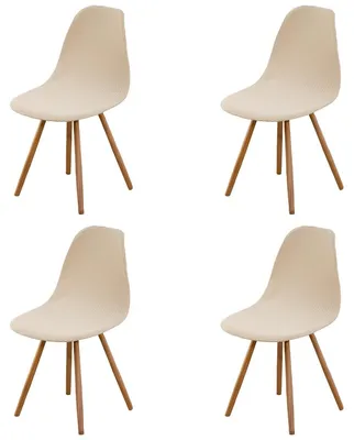 Schalenstuhlbezüge aus Cord, Jacquard, 4er-Set, beige, waschbar