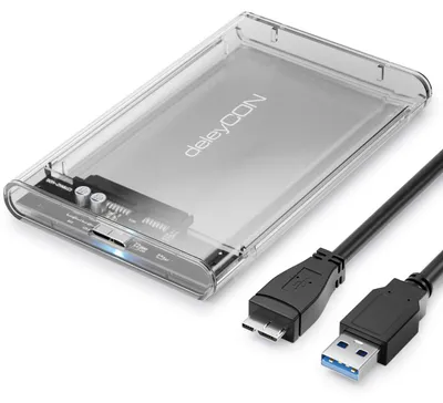 Produktbild von deleyCON SSD Festplattengehäuse USB-A 5Gbps 2,5 Zoll - Transparent