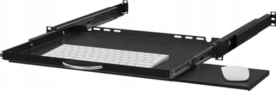 Zdjęcie produktu dla Półka Rack 19" 1U 350 Mm Wysuwana Pod Mysz I Klawiaturę Czarna Stalflex