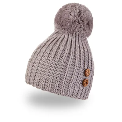 Produktbild von Beanie Strickmütze Knöpfe Bommel Outlast® - hellgrau, 4 | 45-48 cm