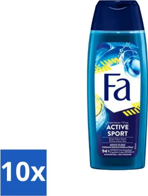 Image de Fa Men - Gel douche - Active Sport - Rafraîchissant - Green Citrus - 250 ml - Pack avantage - 10 pièces