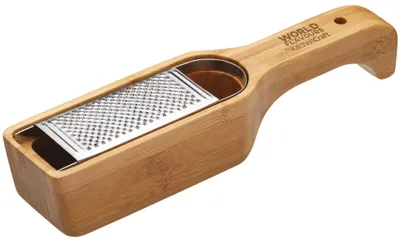 Obrázek produktu pro KitchenCraft: World of Flavours - Struhadlo na parmazán s nádobou a rukojetí, bambus/nerezová ocel, 27,5 x 6 x 5 cm