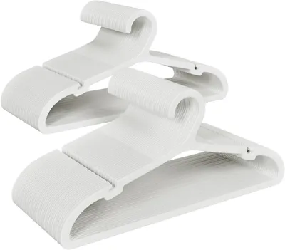 Immagine prodotto di Appendiabiti, in plastica, antiscivolo, 41,5 x 0,6 x 21 cm, bianco, confezione da 80 pezzi, per giacche