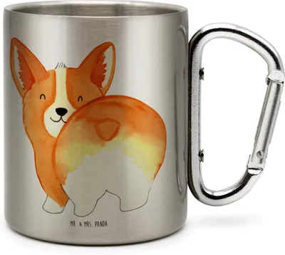 Produktbild von Mr. & Mrs. Panda Edelstahl Trinkbecher Corgi Po - Transparent - Geschenk, Thermobecher, isoliertasse, Hund, Corgie, Sprüche, Motivation, Isolierbecher, Teetasse
