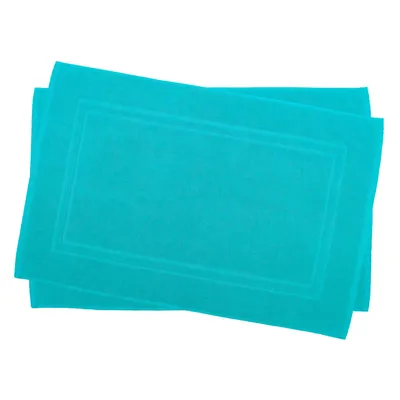 Produktbild von 2 er Set Julie Julsen® Badvorleger Duschvorleger Doppel Rahmen Türkis,50 x 40 cm