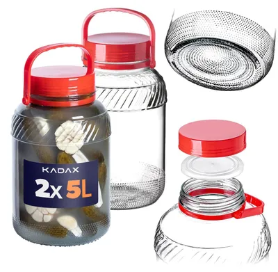 Image de Bocal en verre KADAX de 5 L avec couvercle et poignée, pour la conservation du chou, lot de 2