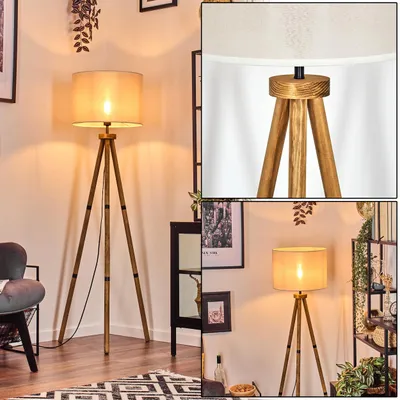 Produktbild von Schiavonea Stehlampe aus Holz/Stoff in Naturfarben/Beige/Weiß