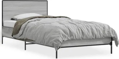 Produktbild von Möbel Bettgestell Grau Sonoma 75x190 cm Holzwerkstoff und Metall - Klassische Betten 845560