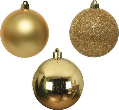 Produktbild von Weihnachtskugeln Kunststoff 8cm 34er Set - Hellgold