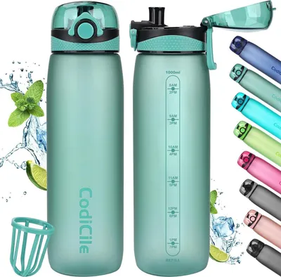 Image de Gourde 1L sans BPA Tritan anti-fuite Bouteille sport filtre vert clair