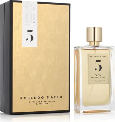 A product shot of a perfume bottle and its box, presented side-by-side on a white background.