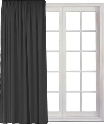 Produktbild von Gardine mit Kräuselband Universalband Vorhang Gardinenband Verdunkelung Blickdicht 140 (B) x 245 (L) Dunkelgrau 1er Pack