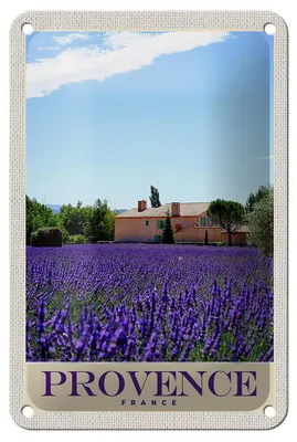 Produktbild von Blechschild Reise 12x18cm Provence Frankreich Natur Haus lila Schild