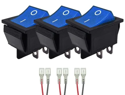 Produktbild von ProRide Wippschalter KCD4-202 mit Kabeln 2-polig 250V/16A Blau 3 Stück