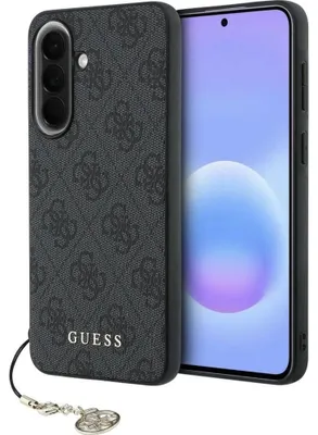 Immagine prodotto di Custodia Guess per Galaxy A57 in ecopelle grigia con logo Classic e catena color oro