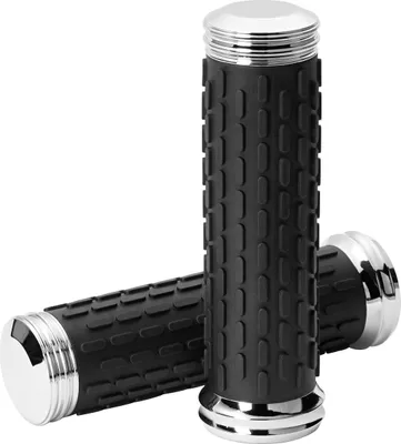 Produktbild von Hashiru Griffgummipaar ST06 Schwarz/Chrom 25,4mm, Aluenden, Universal