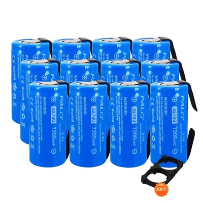 Immagine prodotto di Batteria LiFePO4 32700, capacità 7200mAh, alta velocità di scarica 30A, 12 pezzi 32700