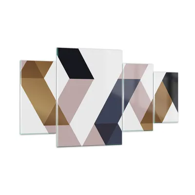 Produktbild von Bilder auf glas - 4 Teile - Abstraktion Muster Diamant - 160x90cm - Glasbilder - Wandbilder - Bilder - zum Aufhängen bereit - Wanddekoration aus Glas - Glas Bilder - Wandbild auf Glas - GDL160x90-4311