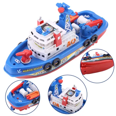 Produktbild von Kinder Kinder Feuerlöschboot Spielzeug Wasser Sprühen Schiff Modell mit Sound & Flash Licht