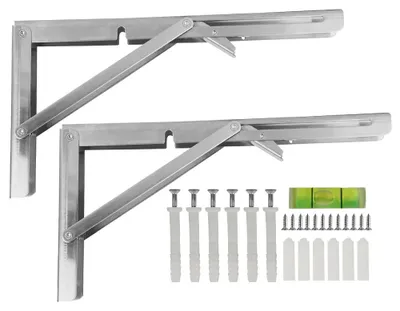 Obrázok produktu pre Sklopná konzola - 90° sklopné pánty - nerezová oceľ 304 - 30 cm - Úsporná podpera police - 2 kusy